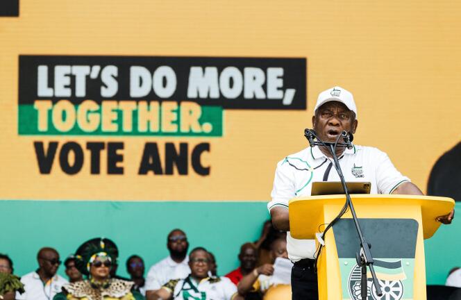 Cyril Ramaphosa lors d’un meeting de campagne, le 24 février 2024, à Durban, en vue des élections générales du 29 mai.