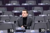 L’eurodéputé RN Jordan Bardella, au Parlement européen, à Strasbourg, le 16 janvier 2024.