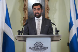  Le premier ministre écossais, Humza Yousaf, aa annoncé sa démission lors d’une conférence de presse, le 29 avril 2024 à Edimbourg.