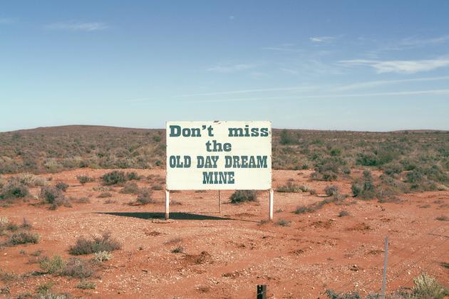 On the Broken Hill road in Silverton, a sign reads "Don't miss the old Day Dream mine." All photos were taken on April 24 and 25.