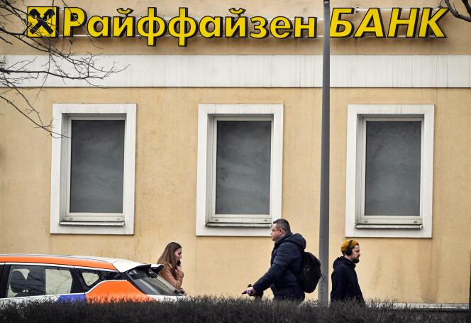 A Raiffeisen bank branch, Moscow, April 3, 2023.