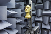 Tests sonores réalisés à l’aide de capteurs 3D dans une chambre anéchoïque de l’entreprise Noveto, en Israël, le 14 février 2017.