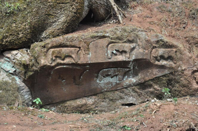 Rocher « Odola Galma » dans le paysage culturel du pays Gedeo, dans le sud de l’Ethiopie, qui a été intégré au Patrimoine mondial de l’Unesco en 2024.