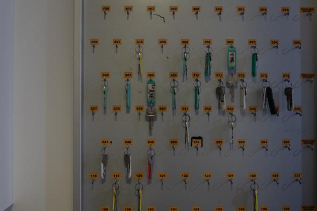 Keys to rooms in one of the Komitat hostels, home to hundreds of foreign workers, Bucharest, March 13, 2024.