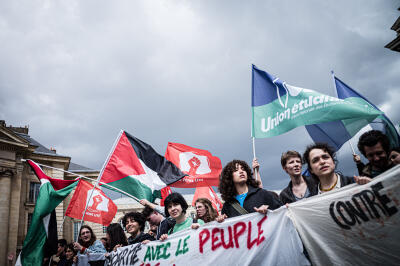 Manifestation pour la paix à Gaza à l’appel de nombreuses organisations, devant le Panthéon, à Paris, le 3 mai 2024.