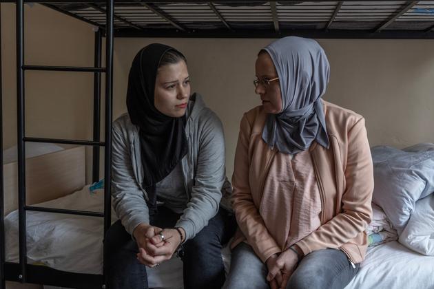 Tamara Abu Auda, 25, with her mother Tatiana Abu Auda, 49, in Odesa, Ukraine, April 26, 2024.