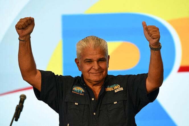 Le conservateur José Raul Mulino après sa victoire à l'élection présidentielle, dimanche 5 mai, à Panama City.