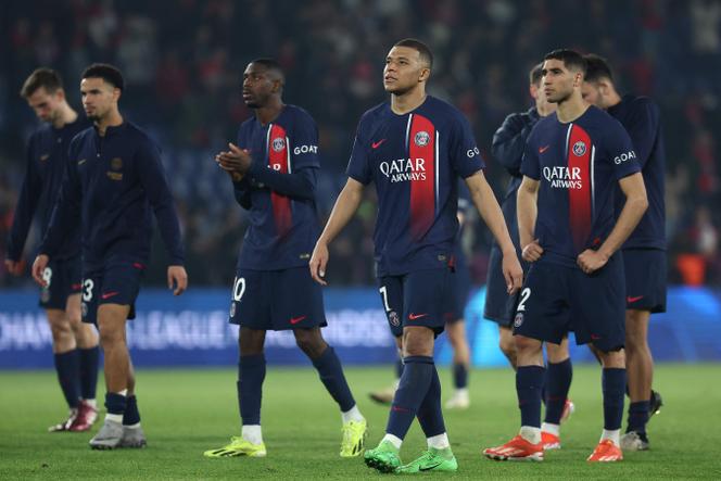 Des joueurs du PSG à la fin de la rencontre de demi-finale retour de Ligue des champions les opposant au Borussia Dortmund, au Parc des Princes, à Paris, le 7 mai 2024.
