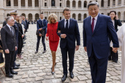 Emmanuel Macron welcomes Xi Jinping to the Hôtel National des Invalides, Paris, May 6, 2024.