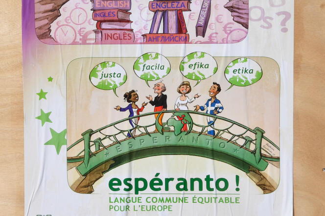 Une affiche de la liste Europe démocratie espéranto, pour la campagne de 2019. 