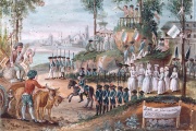 La fête de l’Etre suprême dans une ville de province, en juin 1794, aquarelle sur papier anonyme.