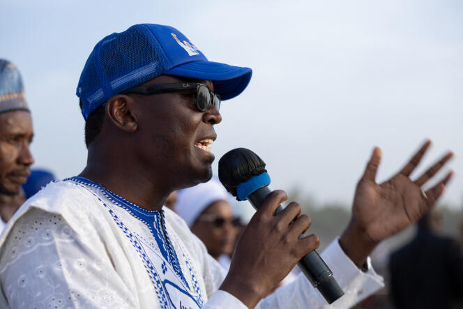 Le premier ministre tchadien, Succès Masra, lors d’un discours de campagne à N’Djamena, le 4 mai 2024.