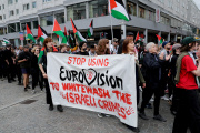 Demonstration against Israel's participation in the Eurovision Song Contest, before the second semi-final, in Malmö (Sweden), May 9, 2024.