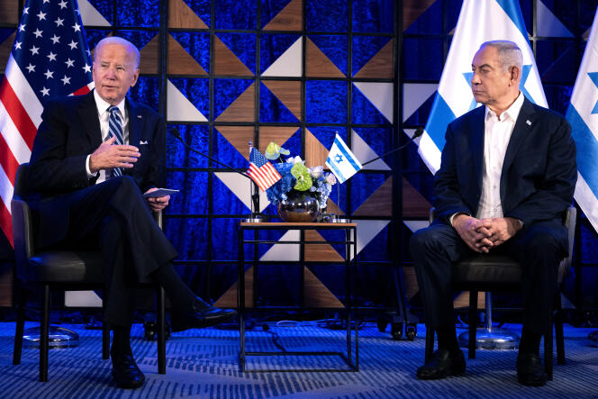 Le président américain Joe Biden et le Premier ministre israélien Benjamin Netanyahu à Tel Aviv le 18 octobre 2023.