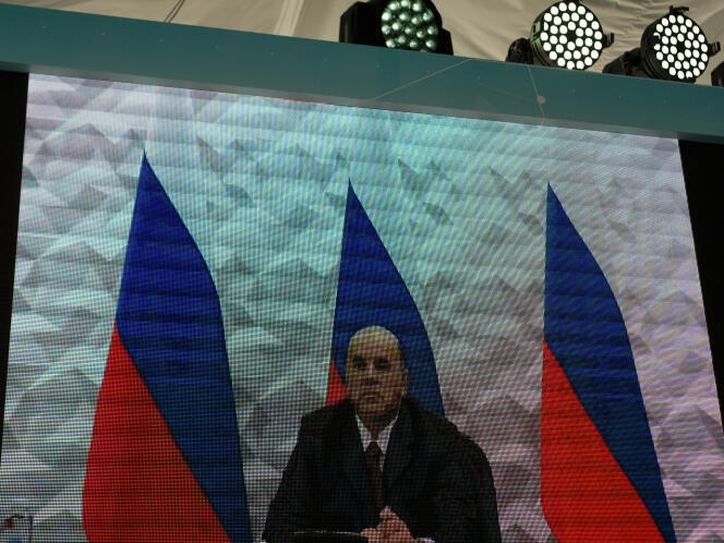 Le premier ministre russe, Mikhaïl Michoustine, lors d’une vidéoconférence, le 18 août 2020.