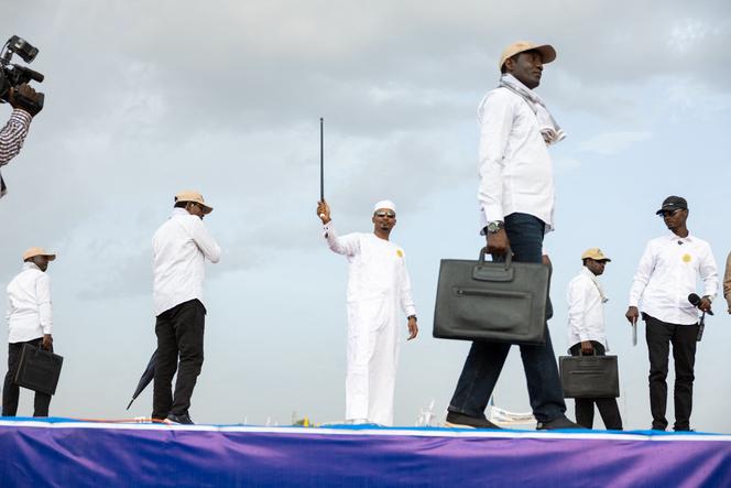 Mahamat Idriss Déby Itno at a campaign rally in Moundou, Chad, on April 25, 2024.