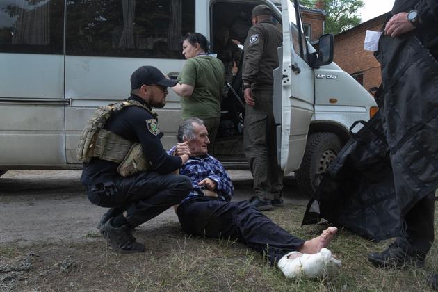 Residents of Vovchansk, Ukraine, evacuate from the city shelled by the Russian army, May 11, 2024.