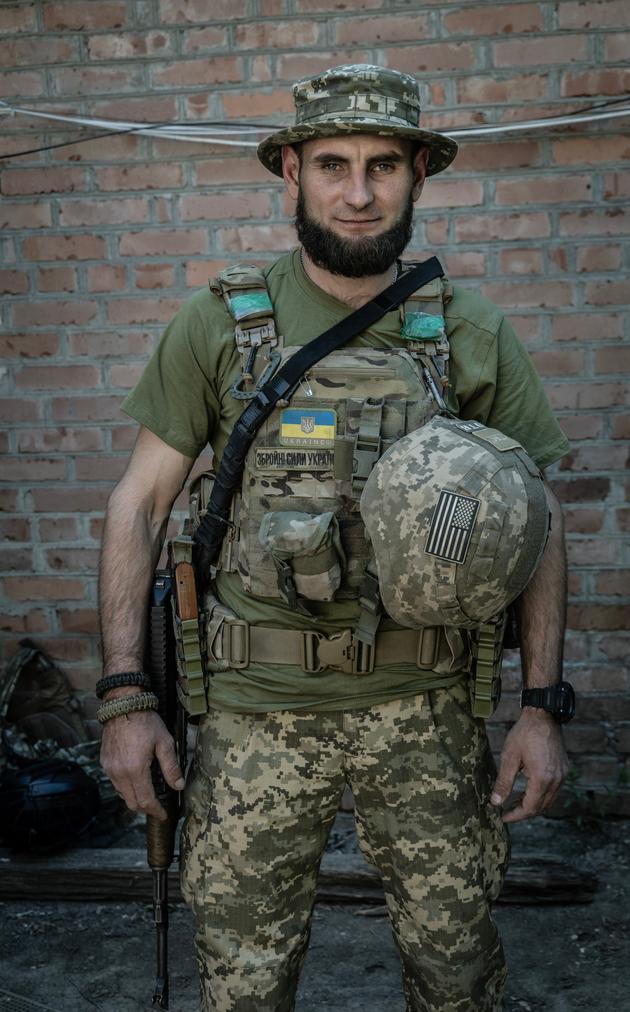 Private 'Chechen,' 1st Battalion, 5th Assault Brigade, at a base near Kostiantynivka, behind the Chassiv Yar front. Ukraine, May 6, 2024.