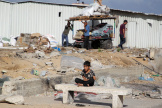 Un enfant à Rafah, où les habitants ont été appelés à évacuer par l’armée israélienne, 12 mai 2024. 