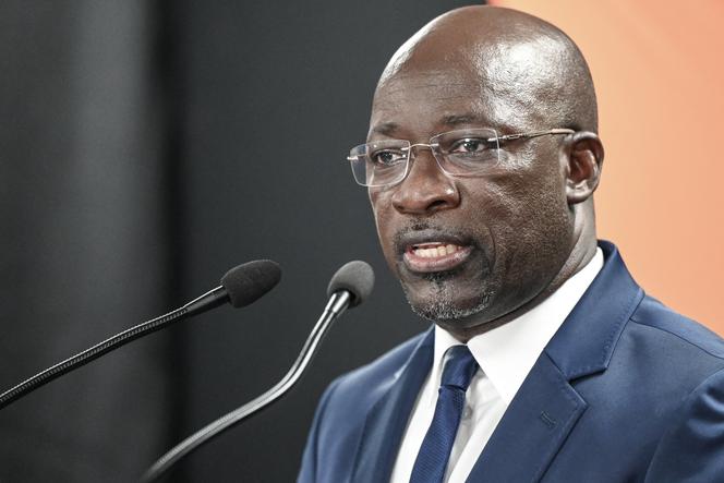 Charles Blé Goudé, le président du Congrès panafricain pour la justice et l’égalité des peuples (Cojep), lors d’une conférence de presse à Abidjan, le 11 janvier 2023.