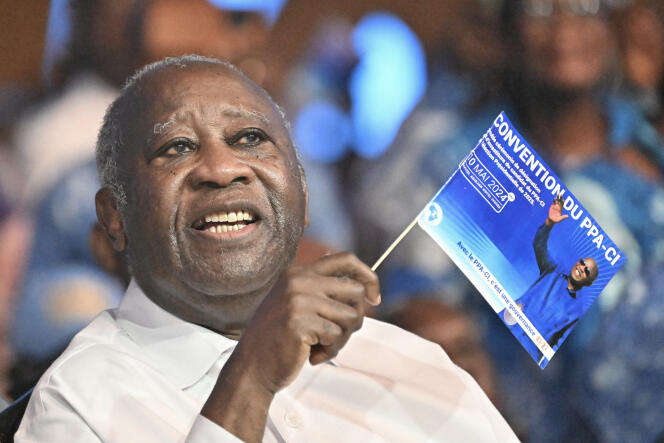 L’ancien président ivoirien Laurent Gbagbo lors de son investiture comme candidat du PPA-CI à l’élection présidentielle de 2025, à Abidjan, le 10 mai 2024.