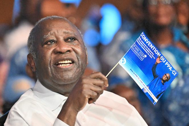 L’ancien président ivoirien Laurent Gbagbo lors de son investiture comme candidat du PPA-CI à l’élection présidentielle de 2025, à Abidjan, le 10 mai 2024.