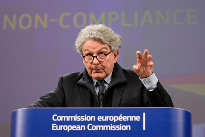 Thierry Breton, commissaire européen chargé du numérique, à Bruxelles, le 25 mars 2024.