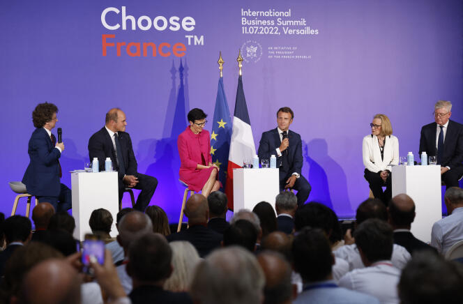 Emmanuel Macron en la quinta edición de la cumbre Choose France, en Versalles, el 11 de julio de 2022.