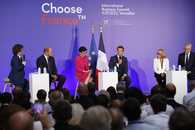 Emmanuel Macron à la 5ᵉ édition du sommet Choose France, à Versailles, le 11 juillet 2022.