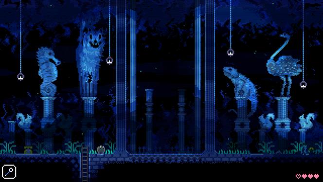 L’un des premiers décors d’« Animal Well », un jeu au design nostalgique mais à l’univers inquiétant.