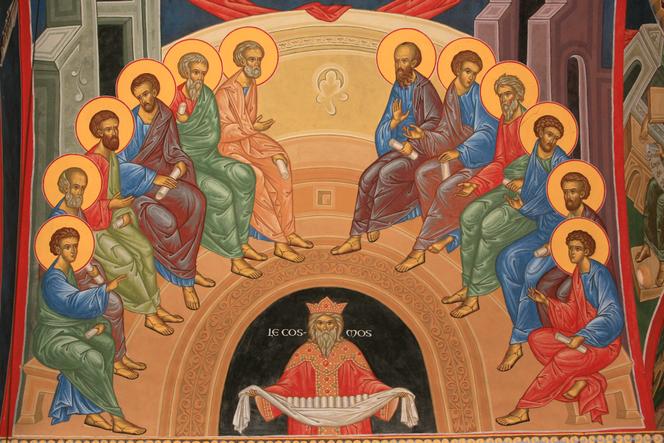 Une peinture sur la Pentecôte à l’église de Saint-Antoine-le-Grand à Saint-Laurent-en-Royans.