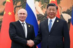 Le président chinois Xi Jinping et son homologue russe Vladimir Poutine lors de sa précédente visite en Chine, le 18 octobre 2023.