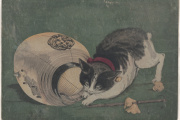 « Le Chat et la lanterne », estampe japonaise (1877).