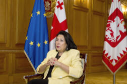 La présidente géorgienne, Salomé Zourabichvili, à Tbilissi, le 16 mai 2024.