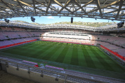 Une vue du stade de Nice où auront lieu six matchs des tournois olympiques féminin et masculin de football. Ici le 28 mars 2024.