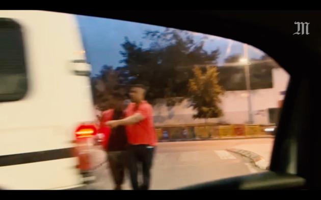  Au Maroc, les forces auxiliaires de sécurité, à l’origine de nombreuses arrestations, filmées à Rabat, le 19 octobre 2023.