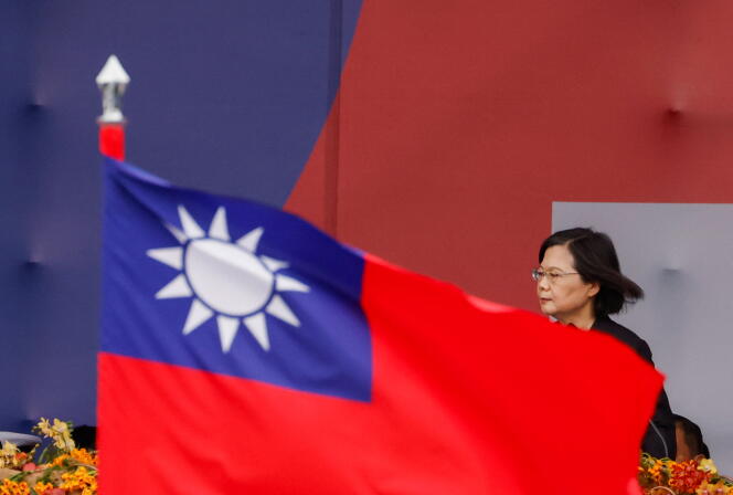 Tsai Ing-wen, présidente de Taïwan de 2016 à 2024, lors de la fête nationale taïwanaise à Taipei, le 10 octobre 2023.  