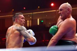 Oleksandr Usyk lors de son combat contre Tyson Fury à la Kingdom Arena de Riyad, en Arabie saoudite, le 19 mai 2024.