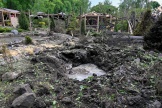Une base de loisirs touchée par un bombardement russe près de Kharkiv le 19 mai 2024.
