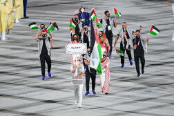 La délégation palestinienne lors de la cérémonie d’ouverture des Jeux olympiques de Tokyo, le 21 juillet 2021. 