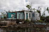 Maison en ruine à Codrington, un mois après que l’ouragan Irma est passé sur les îles caribéennes d’Antigua-et-Barbuda, le 7 octobre 2017. 