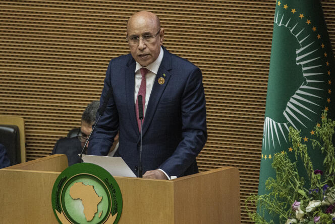 El presidente mauritano, Mohamed Ould Ghazouani, en Addis Abeba, el 17 de febrero de 2024, durante el 37º período ordinario de sesiones de la Unión Africana.