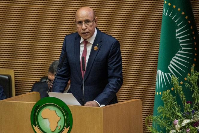 El presidente mauritano, Mohamed Ould Ghazouani, en Addis Abeba, el 17 de febrero de 2024, durante el 37º período ordinario de sesiones de la Unión Africana.