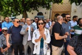 Manifestation de journalistes tunisiens devant le tribunal de Tunis, le 22 mai 2024, en soutien à Borhen Bssais et Mourad Zeghidi.