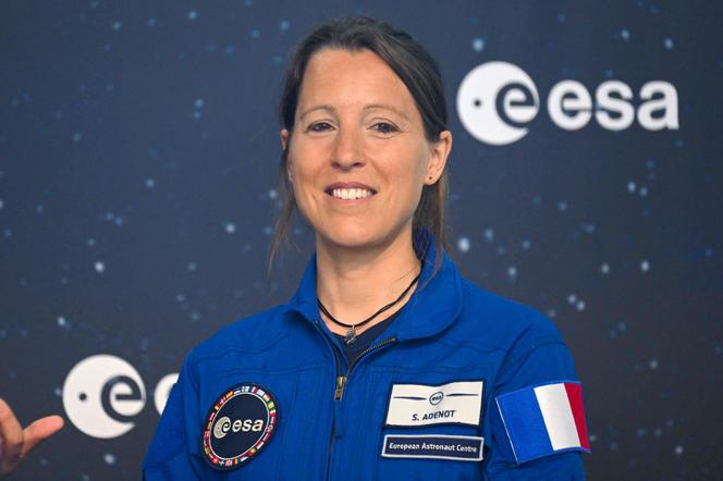 Sophie Adino during an ESA press conference in Cologne, Germany on May 3, 2023.