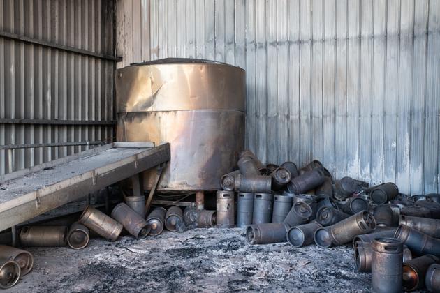 In the Le Froid beverage factory in Nouméa, destroyed by fire on May 23, 2024.