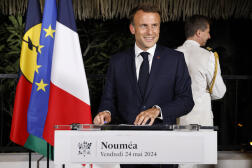 Emmanuel Macron à Nouméa, en Nouvelle-Calédonie, le 24 mai 2024.
