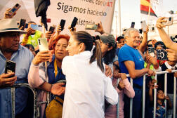 Claudia Sheinbaum campaigns in the 12-December municipal market in Lerma, Mexico, on April 8 2024.