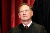 Associate Justice Samuel Alito poses during a group photo of the justices at the Supreme Court in Washington, United States, on April 23, 2021.