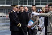 Emmanuel Macron, on the tarmac at Tarbes-Lourdes airport (Hautes-Pyrénées), May 7, 2024.